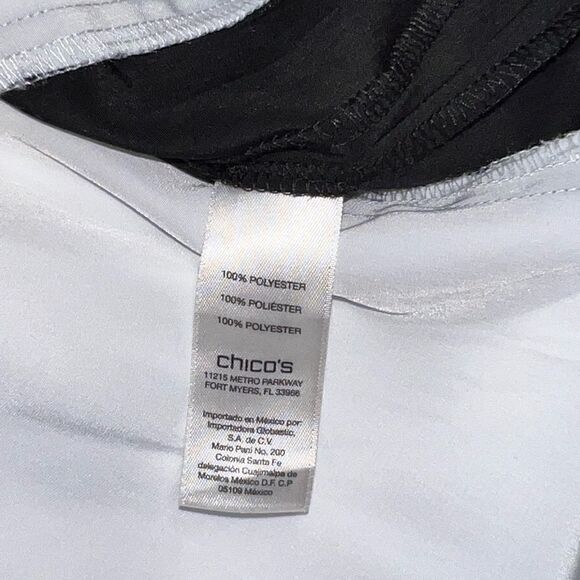 NWT Chico’s Color Block NYNA tunic top 3/4 Sleeve White, Blue, Black Sz 0 XS - Picture 6 of 7